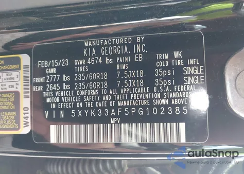 2023 Kia Sportage Ex z USA, uszkodzony, nr VIN 5XYK33AF5PG102385